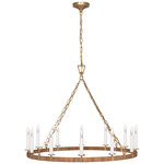 Darlana Wrapped Chandelier - Natural Rattan / Antique Burnished Brass