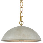 Elliot Wide Dome Pendant - Antique Brass / Portland Gray