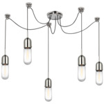 Junio Swag Multi Light Chandelier - Polished Nickel / Clear