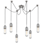 Junio Swag Multi Light Chandelier - Polished Nickel / Clear