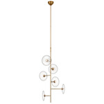Calvino Vertical Chandelier - Hand Rubbed Antique Brass / Clear