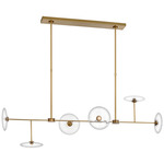 Calvino Linear Chandelier - Hand Rubbed Antique Brass / Clear