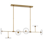 Calvino Linear Chandelier - Hand-Rubbed Antique Brass / Clear