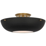 Valencia Semi Flush Ceiling Light - Hand-Rubbed Antique Brass / Matte Black