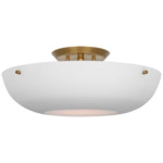 Valencia Semi Flush Ceiling Light - Hand-Rubbed Antique Brass / Matte White