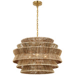 Antigua Chandelier - Antique-Burnished Brass / Natural Abaca