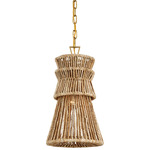 Antigua Pendant - Antique-Burnished Brass / Natural Abaca