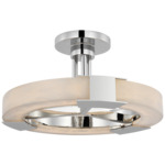 Covet Ring Semi Flush Ceiling Light - Polished Nickel / Alabaster