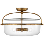 Lorford Lantern Semi Flush Ceiling Light - Gilded Iron / Clear