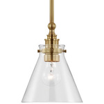 Parkington Cone Pendant - Antique-Burnished Brass / Clear Glass