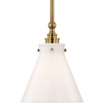 Parkington Cone Pendant - Antique Burnished Brass / White