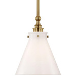 Parkington Cone Pendant - Antique-Burnished Brass / White Glass