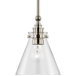 Parkington Cone Pendant - Polished Nickel / Clear