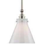 Parkington Cone Pendant - Polished Nickel / White Glass