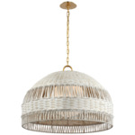 Whit Pendant - Soft Brass / White Wicker / White