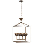 Alberto Open Cage Lantern Pendant - Antique Bronze Leaf