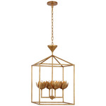 Alberto Open Cage Lantern Pendant - Antique Gold Leaf