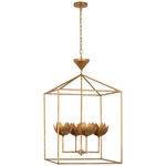 Alberto Open Cage Lantern Pendant - Antique Gold Leaf