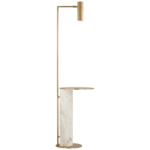 Alma Tray Table Floor Lamp - White Marble / Hand Rubbed Antique Brass