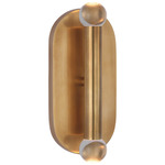 Rousseau Dual Orb Bathroom Vanity Light - Antique-Burnished Brass / Clear