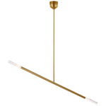 Rousseau Linear Tube Chandelier - Antique-Burnished Brass / Seeded Glass