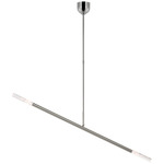 Rousseau Linear Tube Chandelier - Polished Nickel / Seeded Glass