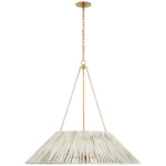 Corinne Wrapped Chandelier - White Wicker / Soft Brass