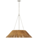 Corinne Wrapped Chandelier - Natural Wicker / Polished Nickel