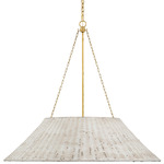 Corinne Woven Chandelier - White Wicker / Soft Brass