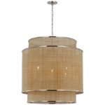 Linley Pendant - Polished Nickel / Natural Rattan