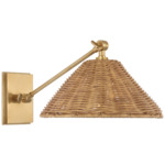 Wimberley Swing Arm Wall Light - Soft Brass / Natural Wicker