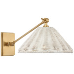 Wimberley Swing Arm Wall Light - Soft Brass / White Wicker