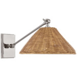 Wimberley Swing Arm Wall Light - Polished Nickel / Natural Wicker