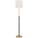 Bryant Wrapped Floor Lamp - Hand Rubbed Antique Brass / Chocolate Leather / Linen
