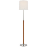 Bryant Wrapped Floor Lamp - Polished Nickel / Natural Leather / Linen