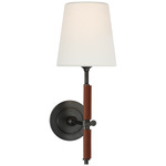 Bryant Wrapped Wall Sconce - Bronze / Saddle Leather / Linen