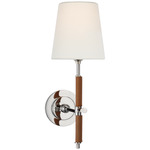 Bryant Wrapped Wall Sconce - Polished Nickel / Natural Leather / Linen