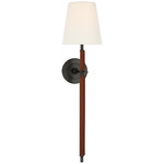 Bryant Wrapped Tail Wall Sconce - Bronze / Saddle Leather / Linen