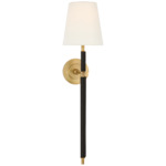 Bryant Wrapped Tail Wall Sconce - Hand-Rubbed Antique Brass / Chocolate Leather / Linen