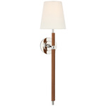 Bryant Wrapped Tail Wall Sconce - Polished Nickel / Natural Leather / Linen
