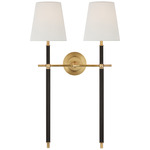 Bryant Wrapped Tail Wall Sconce - Hand-Rubbed Antique Brass / Chocolate Leather / Linen