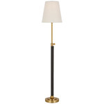 Bryant Wrapped Adjustable Slim Table Lamp - Hand Rubbed Antique Brass / Chocolate Leather / Linen