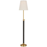 Bryant Wrapped Adjustable Slim Table Lamp - Hand-Rubbed Antique Brass / Chocolate Leather / Linen