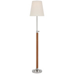 Bryant Wrapped Adjustable Slim Table Lamp - Polished Nickel / Natural Leather / Linen
