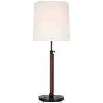 Bryant Wrapped Adjustable Table Lamp - Bronze / Saddle Leather / Linen