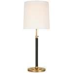 Bryant Wrapped Adjustable Table Lamp - Hand Rubbed Antique Brass / Chocolate Leather / Linen