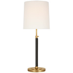Bryant Wrapped Adjustable Table Lamp - Hand-Rubbed Antique Brass / Chocolate Leather / Linen