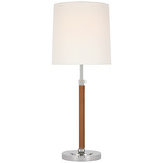 Bryant Wrapped Adjustable Table Lamp - Polished Nickel / Natural Leather / Linen