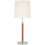 Bryant Wrapped Adjustable Table Lamp - Polished Nickel / Natural Leather / Linen
