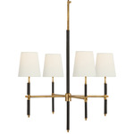 Bryant Wrapped Chandelier - Hand-Rubbed Antique Brass / Chocolate Leather / Linen